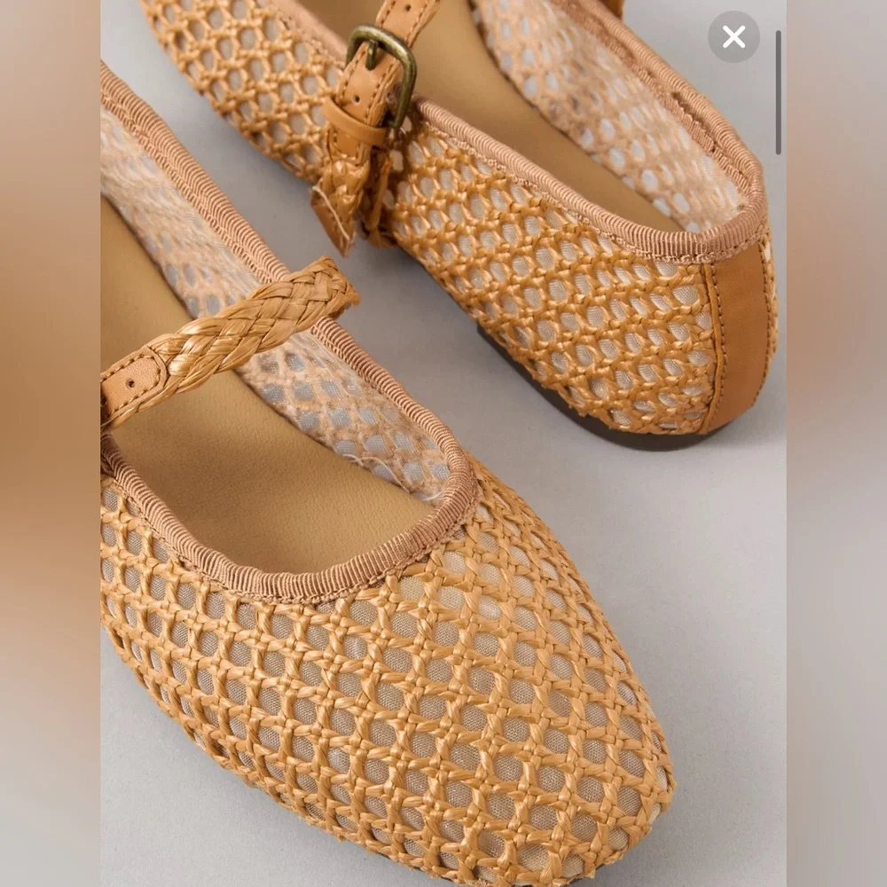 AE•Raffia Mesh Mary Jane Flats•Size 8•NWT - Picture 3 of 4